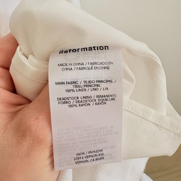 Reformation Cherise Linen Midi Long Dress NWT White Size 6 - Picture 13 of 13